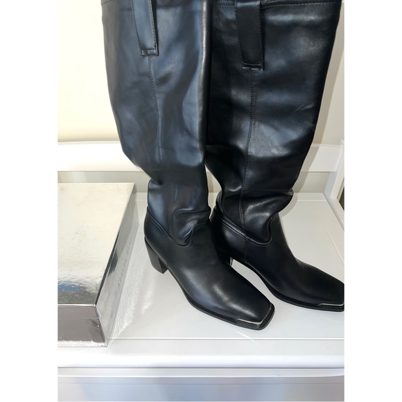 SOLD!! Akira Faux Leather Heeled Boots - Black - Picture 4 of 7